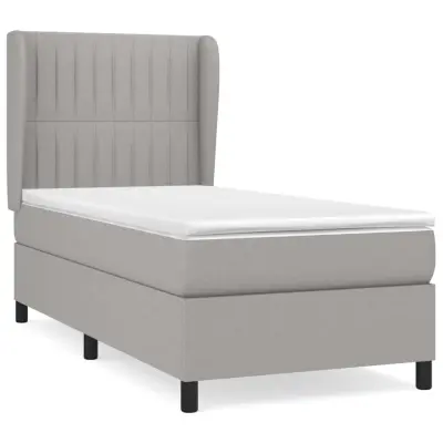 vidaXL Box spring postelja z vzmetnico svetlo siva 80x200 cm blago
