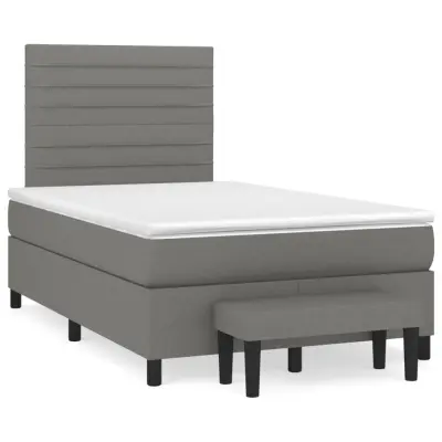 vidaXL Box spring postelja z vzmetnico temno siva 120x200 cm blago