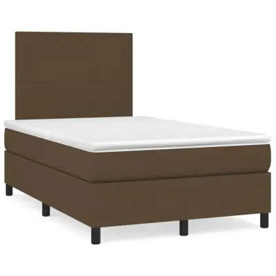 vidaXL Box spring postelja z vzmetnico temno rjav 120x200 cm blago
