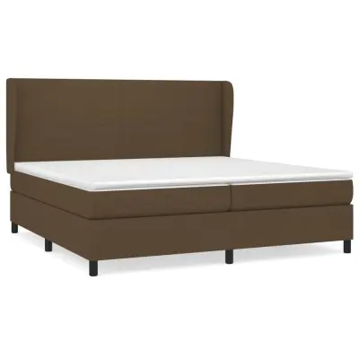 vidaXL Box spring postelja z vzmetnico temno rjav 200x200 cm blago