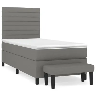 vidaXL Box spring postelja z vzmetnico temno siva 90x200 cm blago