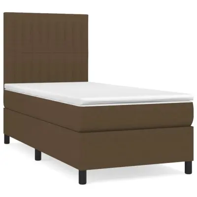 vidaXL Box spring postelja z vzmetnico temno rjava 80x200 cm blago