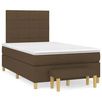vidaXL Box spring postelja z vzmetnico temno rjav 120x200 cm blago
