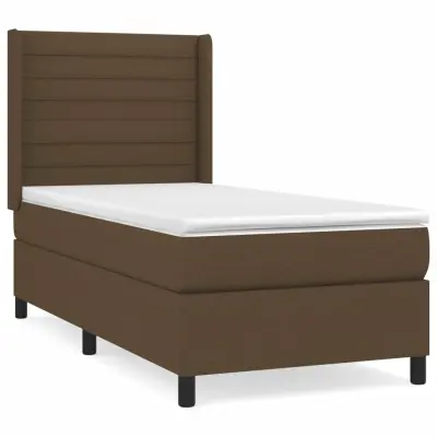 vidaXL Box spring postelja z vzmetnico temno rjava 90x200 cm blago