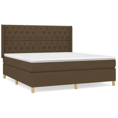 vidaXL Box spring postelja z vzmetnico temno rjava 160x200 cm blago