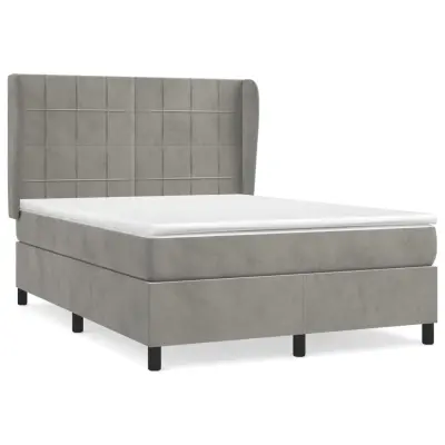 vidaXL Box spring postelja z vzmetnico svetlo siva 140x200 cm žamet