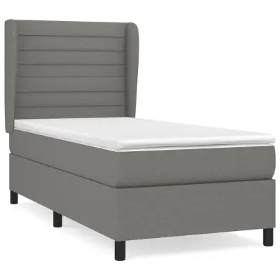 vidaXL Box spring postelja z vzmetnico temno siva 90x200 cm blago