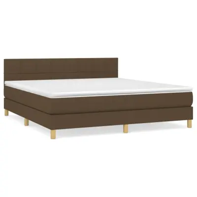 vidaXL Box spring postelja z vzmetnico temno rjava 180x200 cm blago