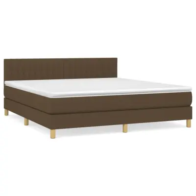 vidaXL Box spring postelja z vzmetnico temno rjava 160x200 cm blago