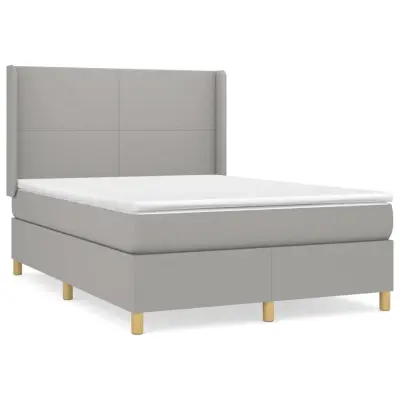 vidaXL Box spring posteljni z vzmetnico svetlo siv 140x190 cm blago