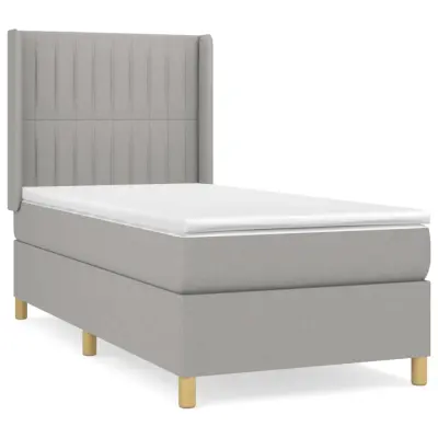 vidaXL Box spring postelja z vzmetnico svetlo siva 80x200 cm blago