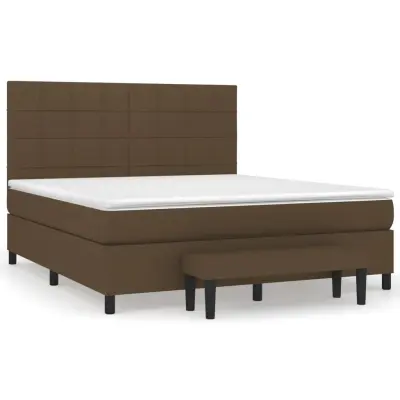 vidaXL Box spring postelja z vzmetnico temno rjava 160x200 cm blago