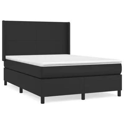 vidaXL Box spring postelja z vzmetnico črn 140x200 cm umetno usnje