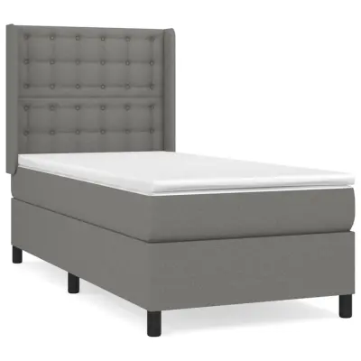 vidaXL Box spring postelja z vzmetnico temno siva 100x200 cm blago