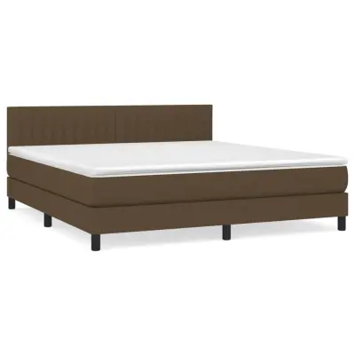 vidaXL Box spring postelja z vzmetnico temno rjava 180x200 cm blago