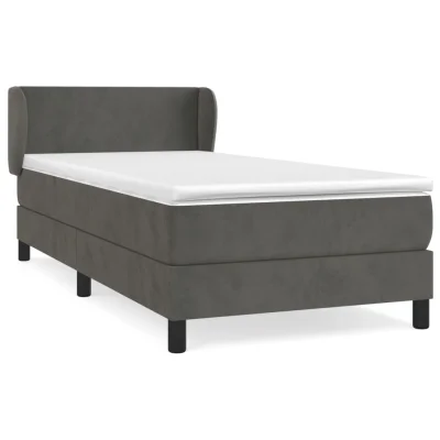 vidaXL Box spring postelja z vzmetnico temno siva 100x200 cm žamet