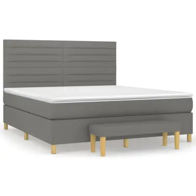 vidaXL Box spring postelja z vzmetnico temno siva 180x200 cm blago