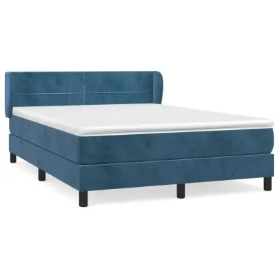 vidaXL Box spring postelja z vzmetnico temno modra 140x200 cm žamet