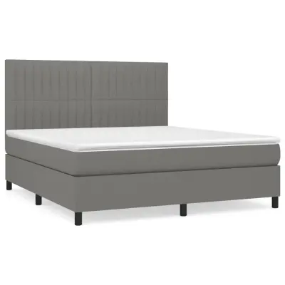 vidaXL Box spring postelja z vzmetnico temno siva 160x200 cm blago