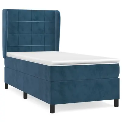 vidaXL Box spring postelja z vzmetnico temno modra 80x200 cm žamet