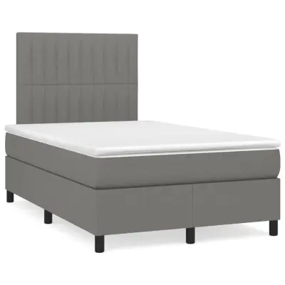vidaXL Box spring postelja z vzmetnico temno siva 120x200 cm blago