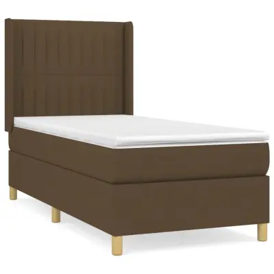 vidaXL Box spring postelja z vzmetnico temno rjava 90x200 cm blago