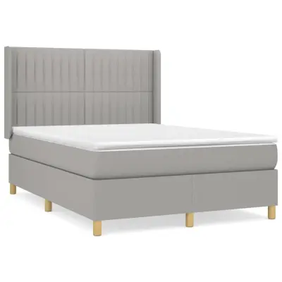 vidaXL Box spring posteljni z vzmetnico svetlo siv 140x190 cm blago