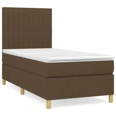 vidaXL Box spring postelja z vzmetnico temno rjava 90x200 cm blago