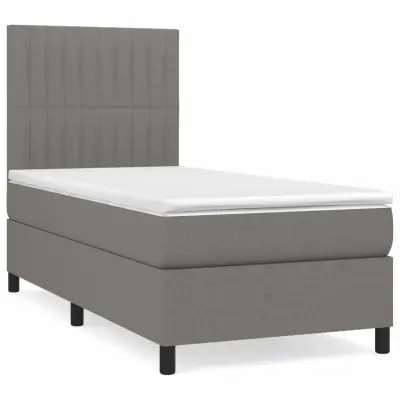 vidaXL Box spring postelja z vzmetnico temno siva 80x200 cm blago