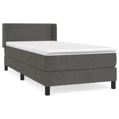 vidaXL Box spring postelja z vzmetnico temno siva 100x200 cm žamet