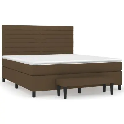 vidaXL Box spring postelja z vzmetnico temno rjava 160x200 cm blago