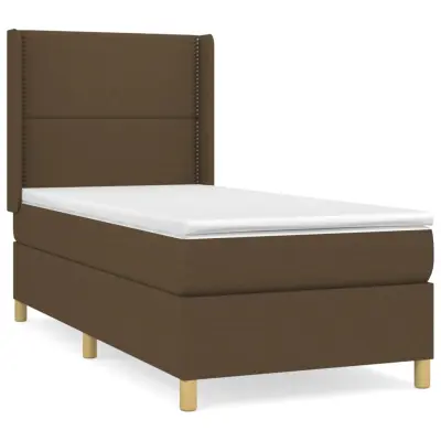 vidaXL Box spring postelja z vzmetnico temno rjava 90x200 cm blago