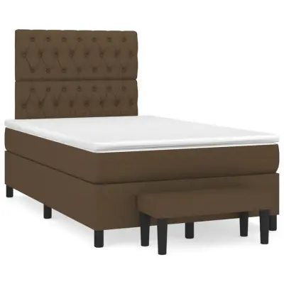 vidaXL Box spring postelja z vzmetnico temno rjav 120x200 cm blago