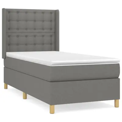 vidaXL Box spring postelja z vzmetnico temno siva 90x190 cm blago