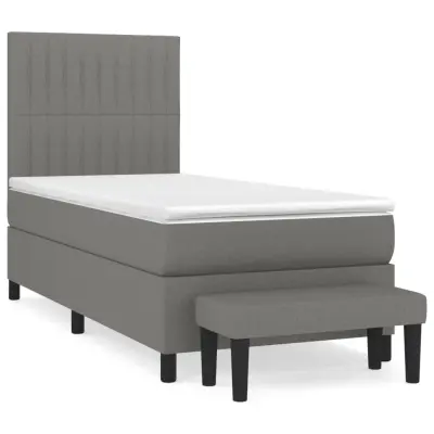 vidaXL Box spring postelja z vzmetnico temno siva 100x200 cm blago