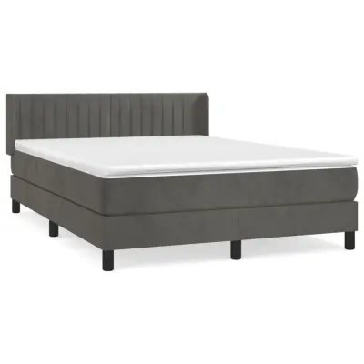 vidaXL Box spring posteljni z vzmetnico temno siv 140x190 cm žamet