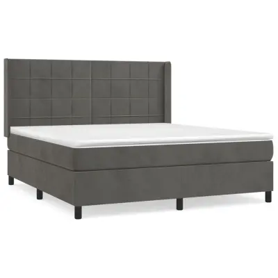 vidaXL Box spring postelja z vzmetnico temno siva 160x200 cm žamet