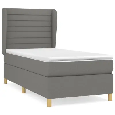 vidaXL Box spring postelja z vzmetnico temno siva 90x190 cm blago