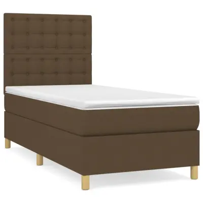 vidaXL Box spring postelja z vzmetnico temno rjava 100x200 cm blago