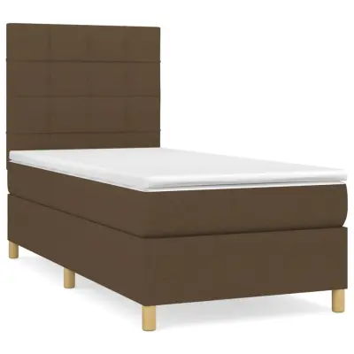 vidaXL Box spring postelja z vzmetnico temno rjava 90x200 cm blago
