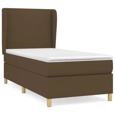 vidaXL Box spring postelja z vzmetnico temno rjava 100x200 cm blago