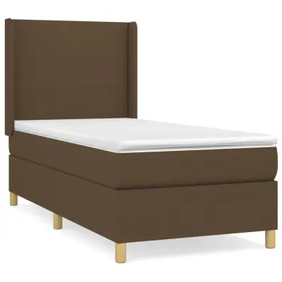 vidaXL Box spring postelja z vzmetnico temno rjava 100x200 cm blago