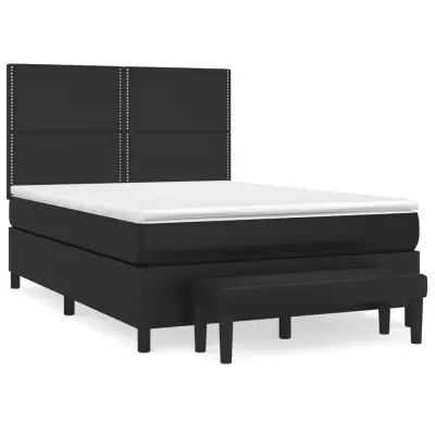 vidaXL Box spring postelja z vzmetnico črn 140x200 cm umetno usnje