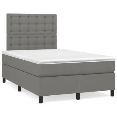 vidaXL Box spring postelja z vzmetnico temno siva 120x200 cm blago