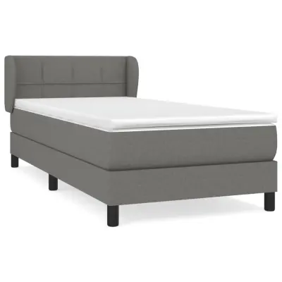 vidaXL Box spring postelja z vzmetnico temno siva 90x190 cm blago
