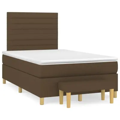 vidaXL Box spring postelja z vzmetnico temno rjav 120x200 cm blago