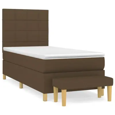 vidaXL Box spring postelja z vzmetnico temno rjava 100x200 cm blago