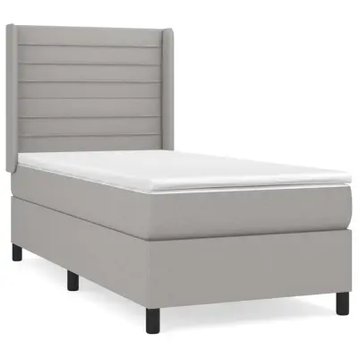 vidaXL Box spring postelja z vzmetnico svetlo siva 90x190 cm blago