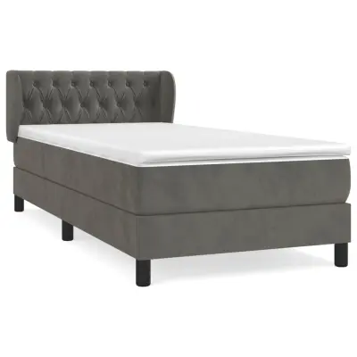 vidaXL Box spring postelja z vzmetnico temno siva 100x200 cm žamet
