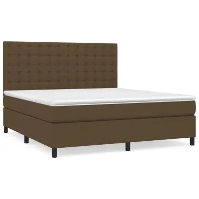 vidaXL Box spring postelja z vzmetnico temno rjava 180x200 cm blago
